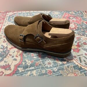 Alfani Brown Suede Double Monk Strap Oxfords